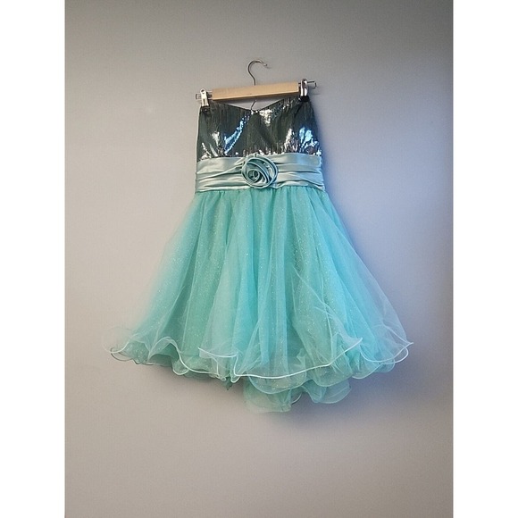 Speechless‎ blue sequined satin crinoline cocktail formal evening dress 13 - Picture 1 of 9